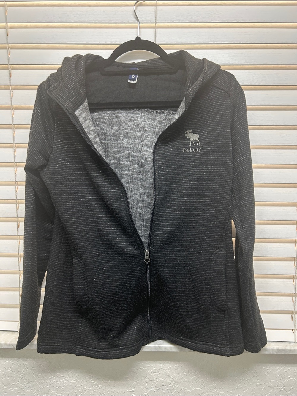 Gear Park City Embroidered Moose Black Hoodie Zip-Up